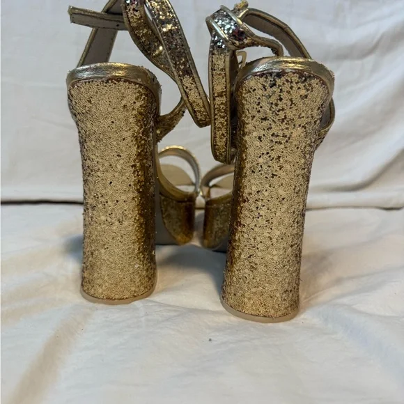 Jeffrey Campbell Sparkling Gold Platform Heels - Picture 4 of 4